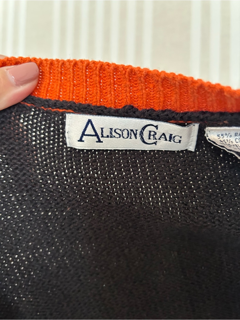 Vintage Alison Craig Halloween knit cardigan sweater Trick or Treat Size Medium - Picture 5 of 7